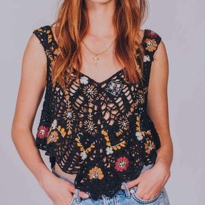 FREE PEOPLE Last Romance Tank Crochet Knit Top